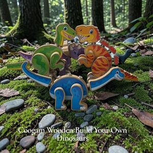 Coogam Dinosaur Snap Together Building Toys, Wooden Take Apart Dinosaurs